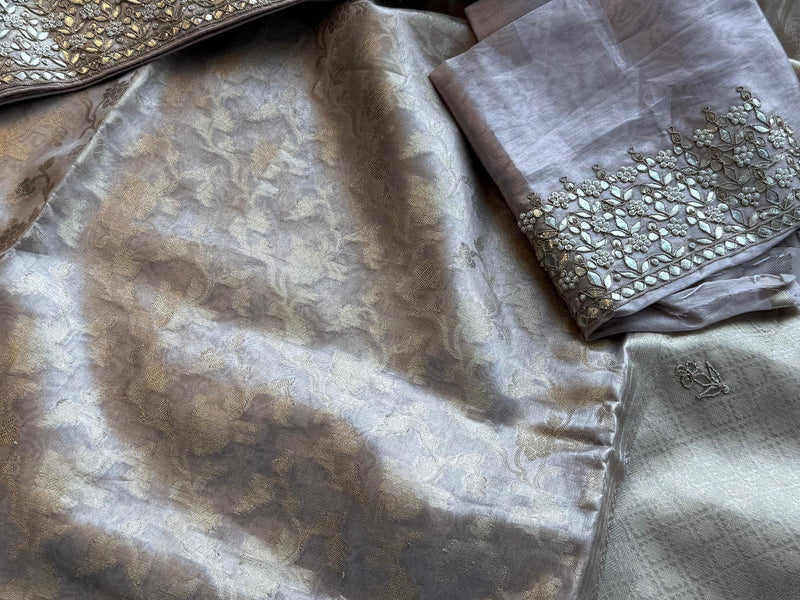 Tissue Handloom Banarasi Silk Saree with Gotapatti & Pearl