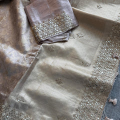 Tissue Handloom Banarasi Silk Saree with Gotapatti & Pearl