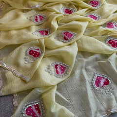 Tissue Handloom Banarasi Silk Saree with Pearl & Gotapatti