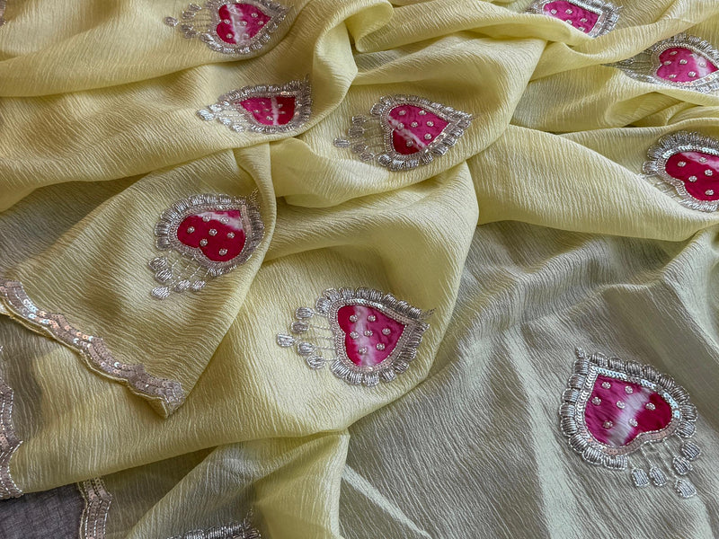 Tissue Handloom Banarasi Silk Saree with Pearl & Gotapatti