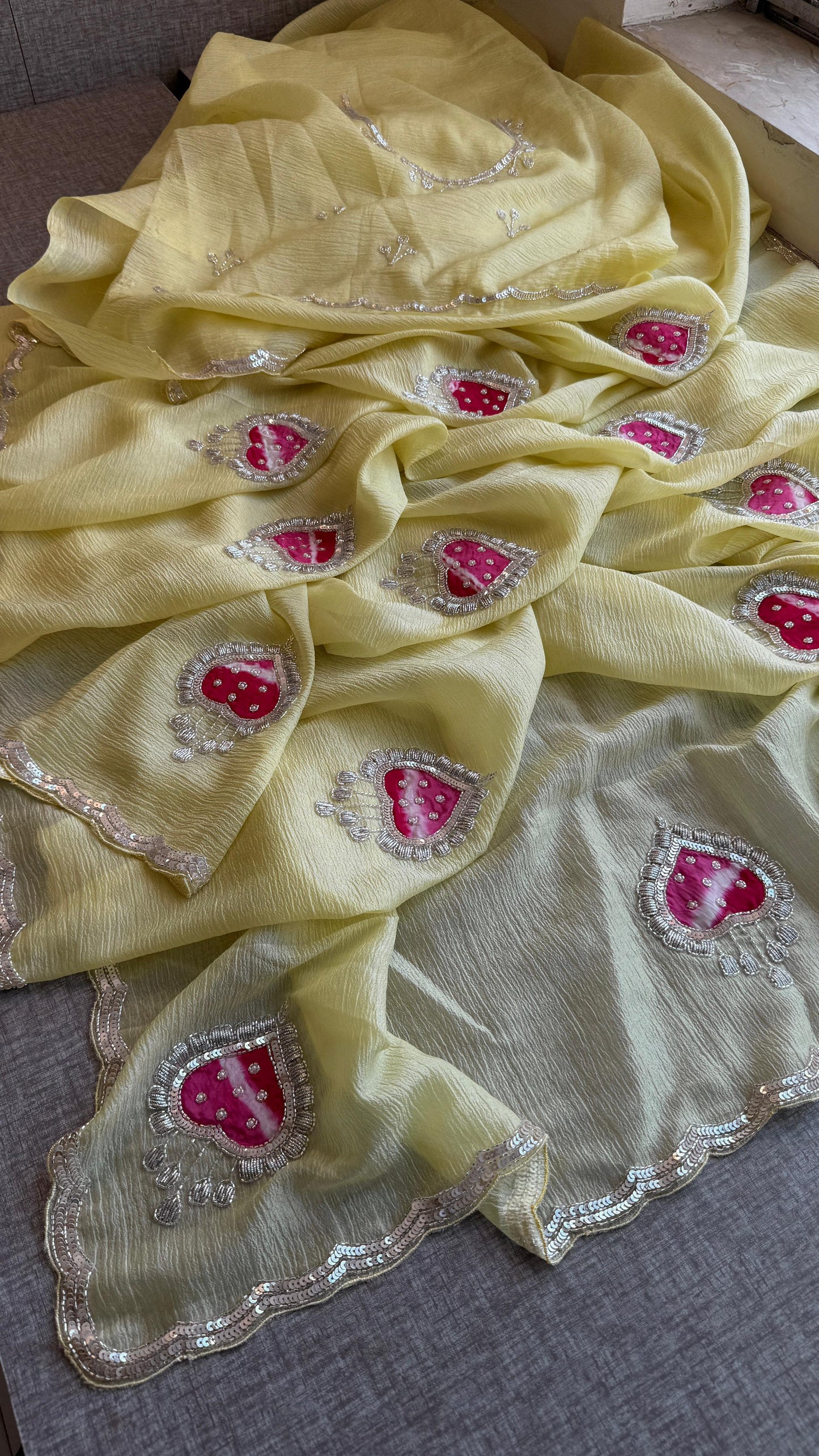 Tissue Handloom Banarasi Silk Saree with Pearl & Gotapatti