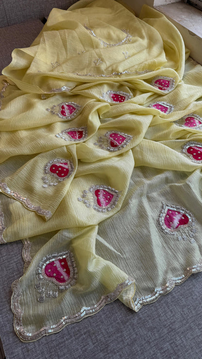 Tissue Handloom Banarasi Silk Saree with Pearl & Gotapatti