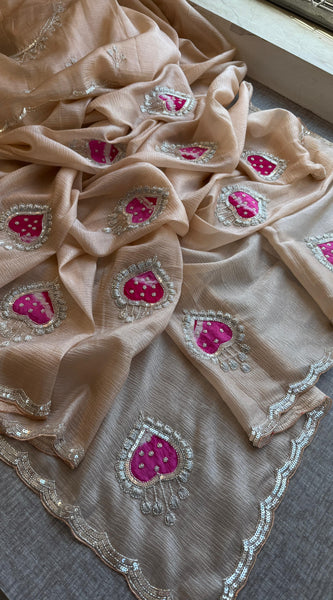 Tissue Handloom Banarasi Silk Saree with Pearl & Gotapatti