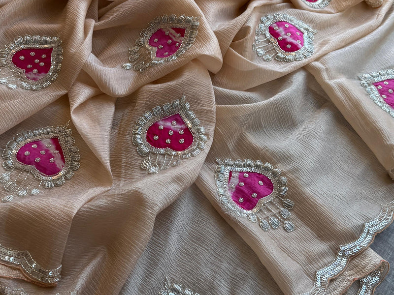 Tissue Handloom Banarasi Silk Saree with Pearl & Gotapatti