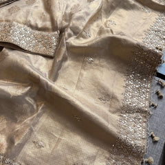 Tissue Handloom Banarasi Silk Saree with Pearl & Gotapatti