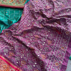 Patola Munga Banarasi Silk Saree with Zardozi & Pearl Work