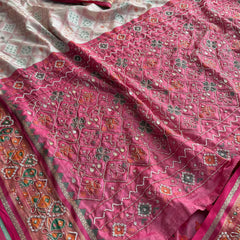 Patola Munga Banarasi Silk Saree with Zardozi & Pearl Work