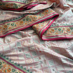 Patola Munga Banarasi Silk Saree with Zardozi & Pearl Work