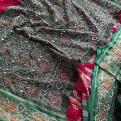 Patola Munga Banarasi Silk Saree with Zardozi & Pearl Work