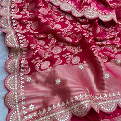 Khaddi Georgette Banarasi Saree with Pearl & Gotapatti Work