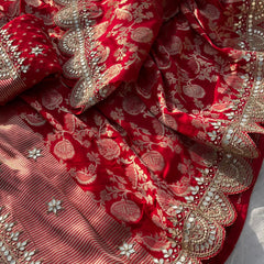 Khaddi Georgette Banarasi Saree with Pearl & Gotapatti Work