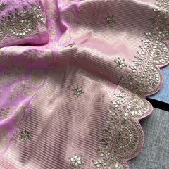 Khaddi Georgette Banarasi Saree with Pearl & Gotapatti Work