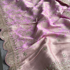 Khaddi Georgette Banarasi Saree with Pearl & Gotapatti Work