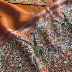Pure Tissue Banarasi Silk Saree | Zardozi & Kutdana Work
