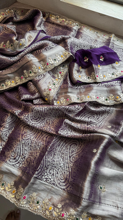 Elegant Pure Khaddi Georgette Banarasi Saree