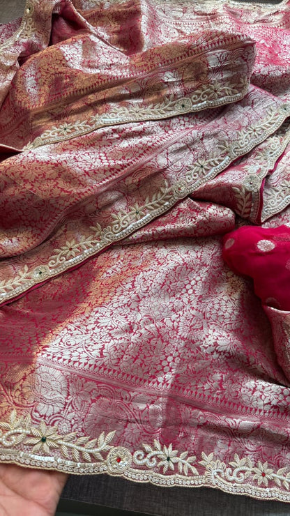 Elegant Pure Khaddi Georgette Banarasi Saree with Blouse
