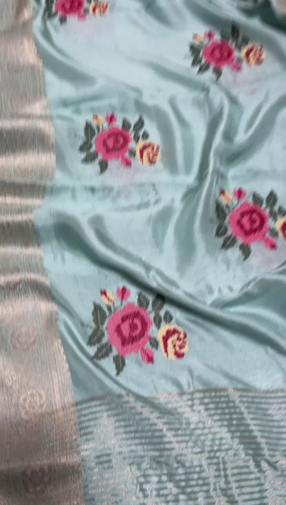 Pure Munga Banarasi Weaving Saree with Multi-Thread Embroidery