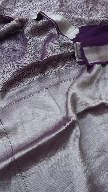 Pure Khaddi Georgette Saree with Banarasi Weaving