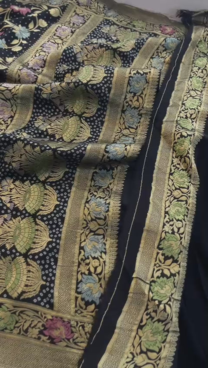 Pure Khaddi Georgette Saree with Meena Banarasi Weaving