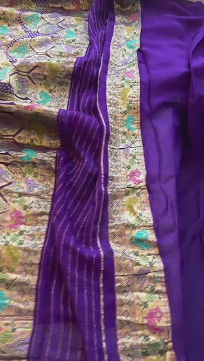 Pure Heavy Khaddi Georgette Banarasi Saree with Bandhani & Meena Weaving