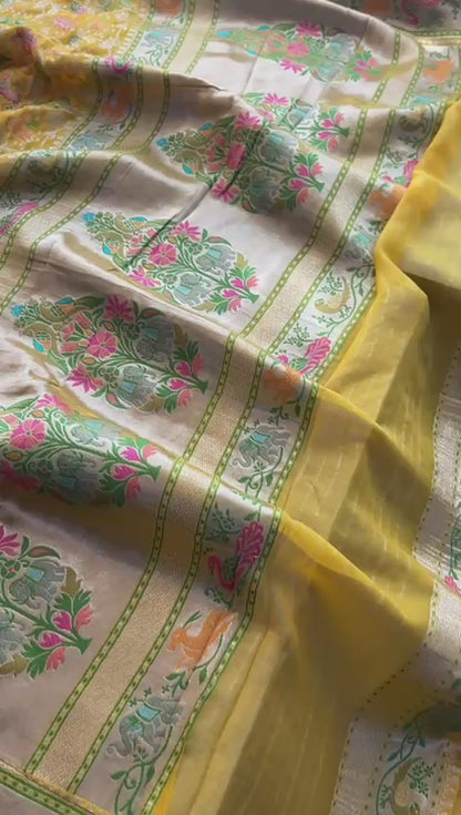 Pure Heavy Khaddi Georgette Banarasi Saree with Bandhani & Meena Weaving