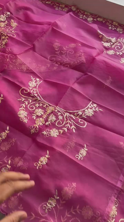 Soft Crepe Silk Saree with Zarkan & Kasab Embellishment