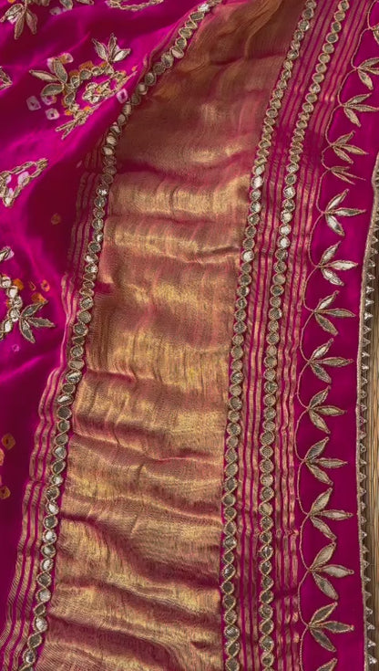 Pure Gajji Silk Dupatta with Handcrafted Pure Gotta Patti Work
