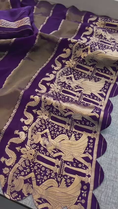 Pure Crepe Silk Saree with Zari Banarasi Weaving