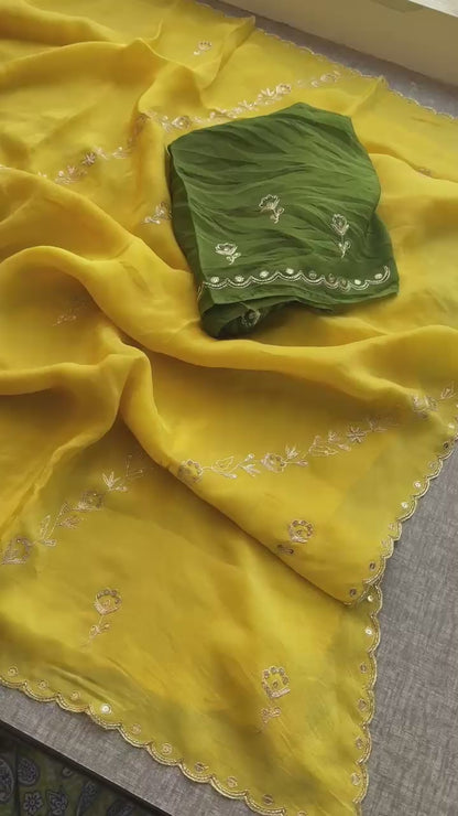 Soft Crepe Silk Saree with Zarkan & Kasab Embellishment