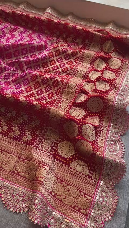 Elegant Bandhani Banarasi Khaddi Georgette Dupatta