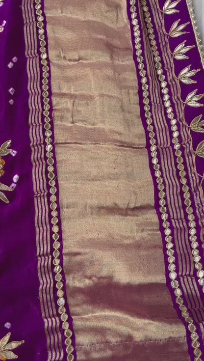 Pure Gajji Silk Dupatta with Handcrafted Gotta Patti, Zardozi & Pearl Work