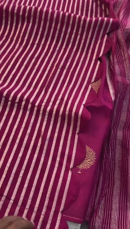 Pure Crepe Silk Saree with Zari Banarasi Weaving