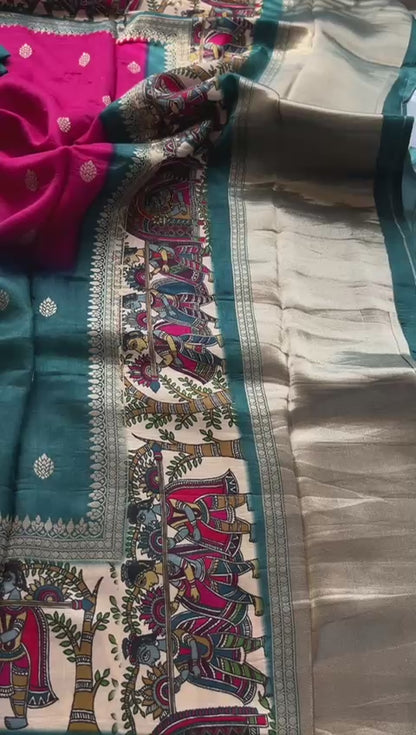 Luxurious Silver Banarasi Weave Satin Crepe Saree