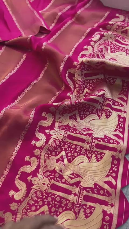 Pure Crepe Silk Saree with Zari Banarasi Weaving